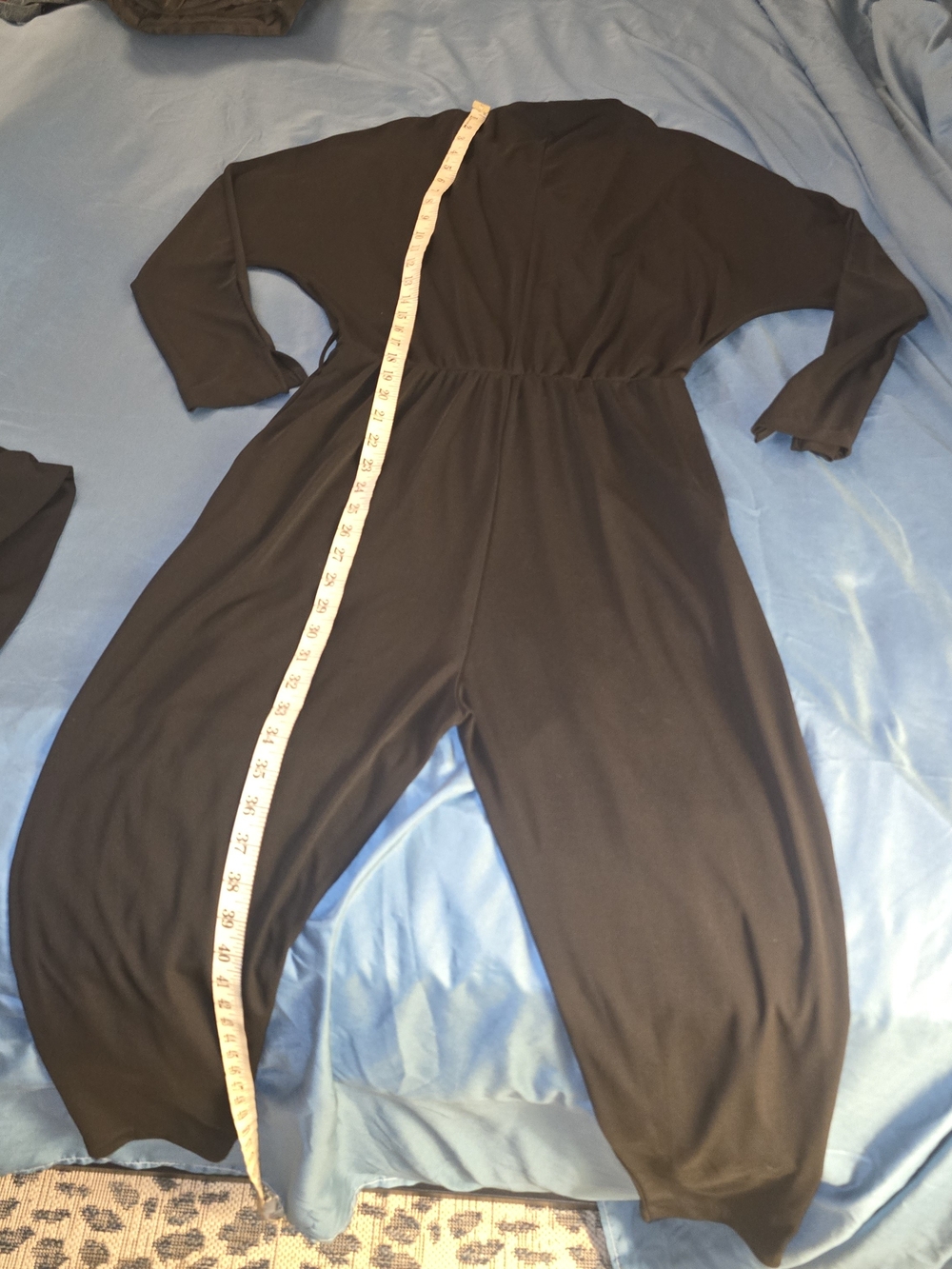 Zara Black Long-Sleeve Wrap Jumpsuit with Removable Waist Sash - Picture 2 of 6